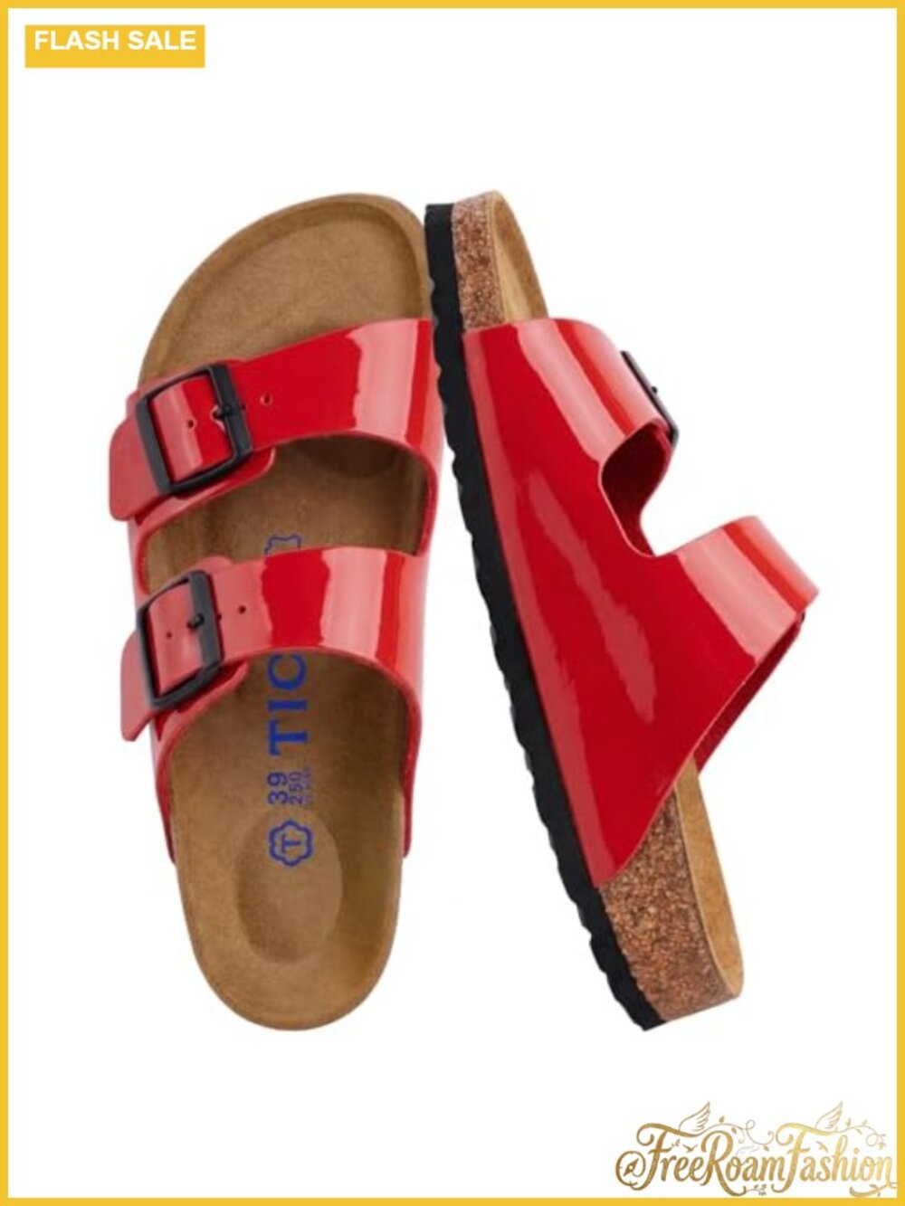 Flexible Cork Footbed Sandals with Arch Support Adjustable Buckle Suede Slides